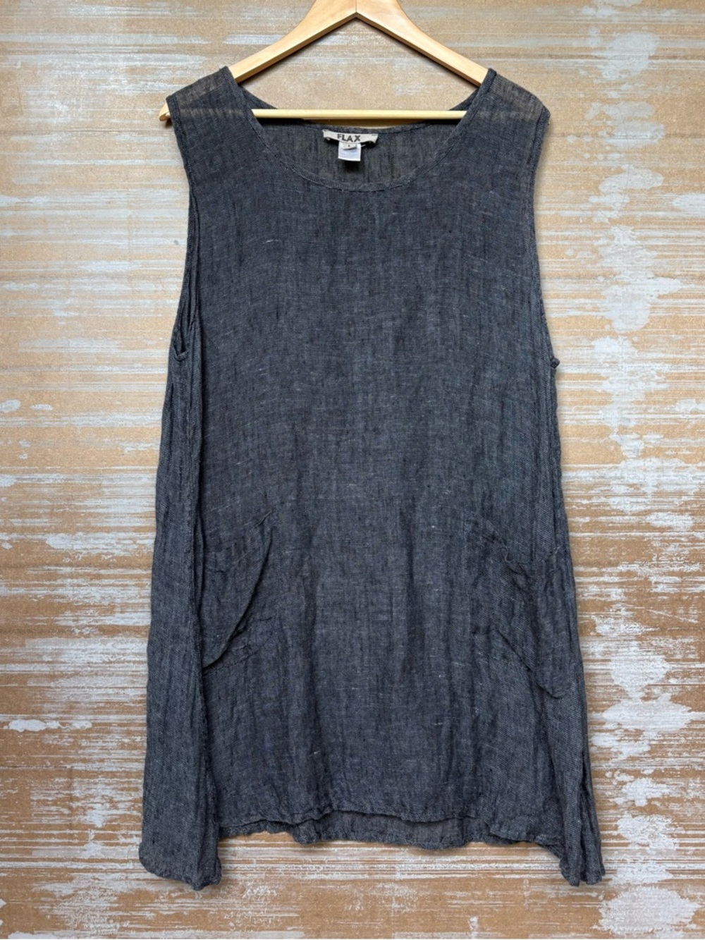 Flax Charcoal Linen Sleeveless Tunic Tank